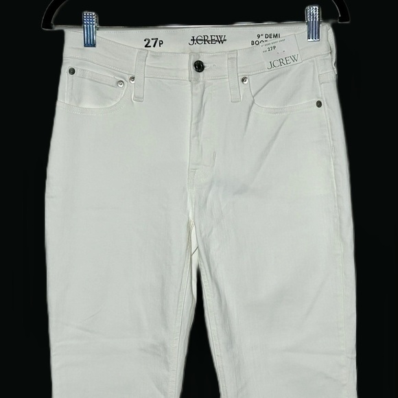NWT J. Crew 9" Demi-Boot Crop Jean with Raw Hem in White Wash, Size 27P - Picture 7 of 16